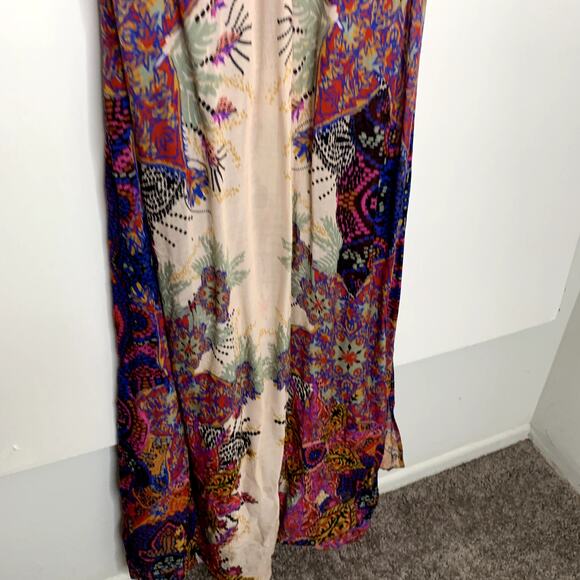 Free People Wildflower Print Maxi Slip Dress Ivory Tea Combo Boho Pink Womens - Picture 4 of 15